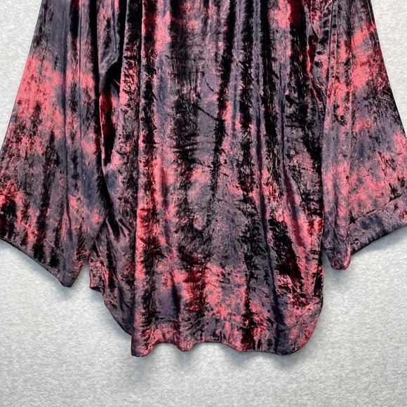 Kyla Seo Silk Blend Velvet Top Black Red Handmade V-Neck Pullover - Picture 7 of 13